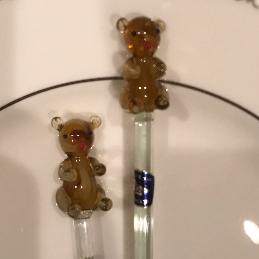 Teddy Bear Poland Glass Stirrers